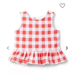 Janie and Jack Island Punch Gingham peplum sleeveless top with back Bow.